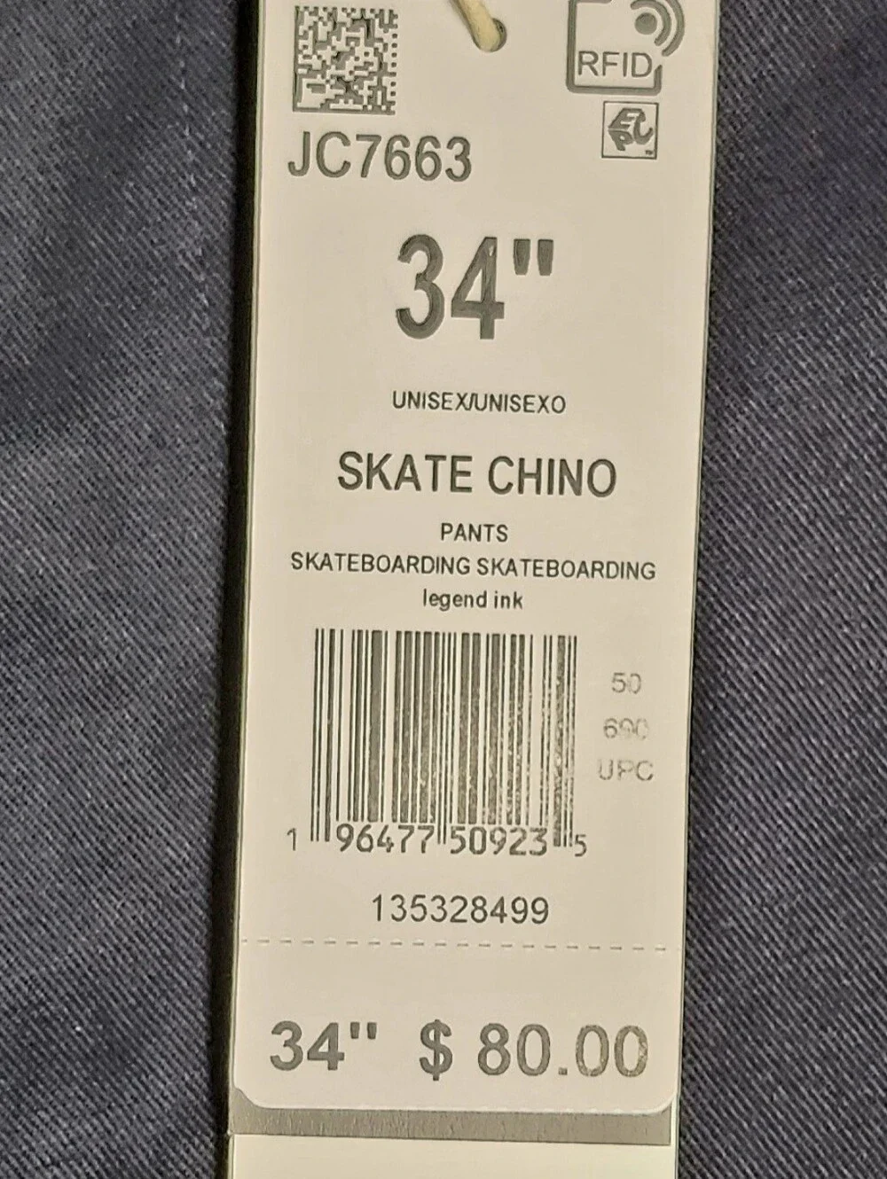 adidas Originals 3-Stripes Skateboarding Men's Chino Pants JC7663 Navy Size 34
